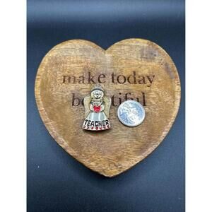 Teachers Gold Tone Angel Brooch Heart Jewelry